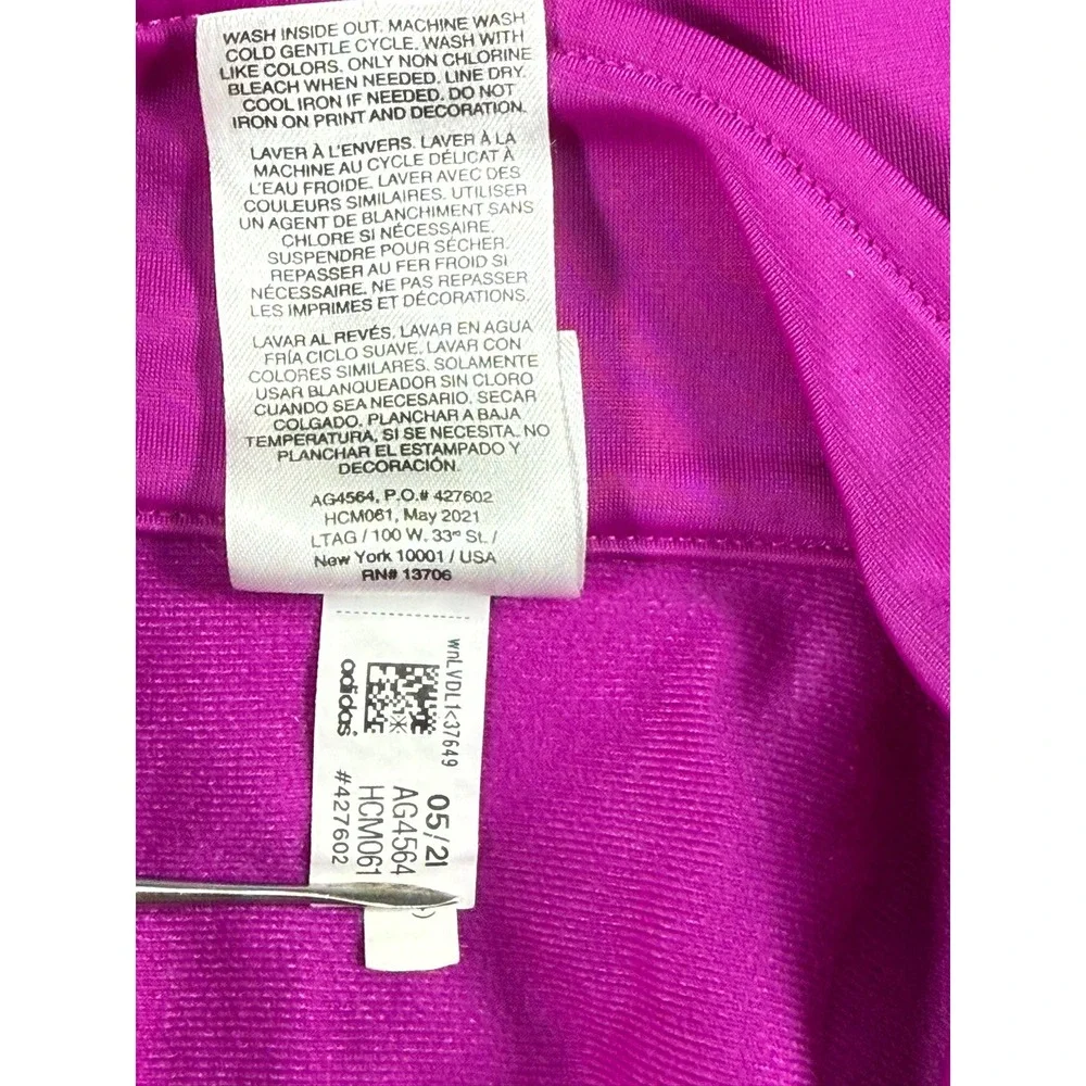 Adidas Kids Track Jacket Purple Full Zip 3 Stripe Activewear Size 14 - Picture 7 of 8